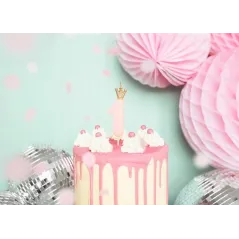 Świeczka Urodzinowa Cyfra Jeden Z Koroną Różowa