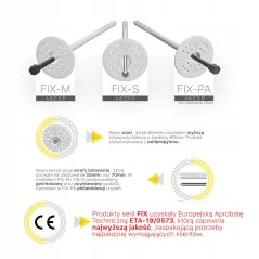 FASADOWY KOŁEK DO STYROPIANU WEŁNY Ø10 FIX-M 280 MM Z TRZPIENIEM METALOWYM 100SZT.
