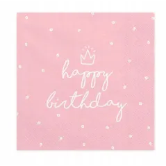 SERWETKI PAPIEROWE HAPPY BIRTHDAY RÓŻOWE PARTYDECO
