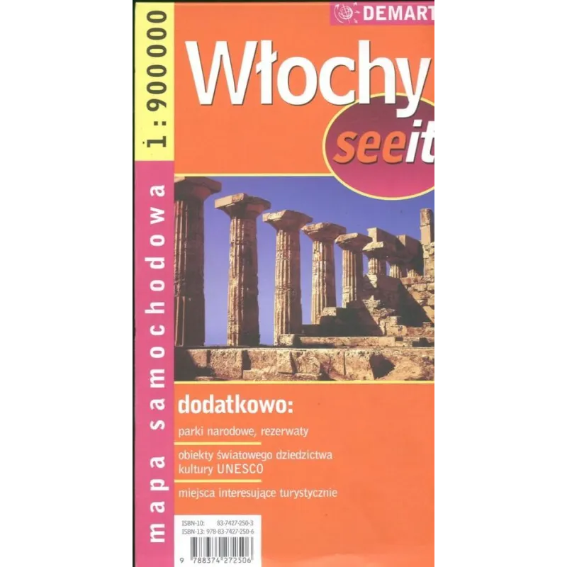 WŁOCHY MAPA SAMOCHODOWA 1 : 900 000 - Demart WŁOCHY MAPA SAMOCHODOWA 1 : 900 000 - Demart