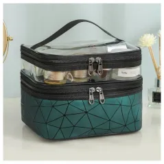 Kosmetyczka Rozkładana Geometryczna Zielona Na Kosmetyki I Akcesoria