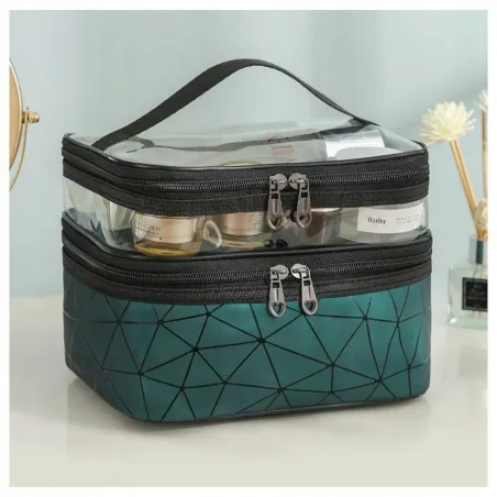 Kosmetyczka Rozkładana Geometryczna Zielona Na Kosmetyki I Akcesoria