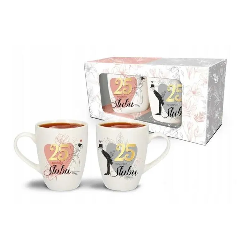 ZESTAW 2 KUBKÓW 25 ROCZNICA ŚLUBU 300ML