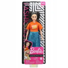 LALKA BARBIE FASHIONISTAS CZARNE WŁOSY W KUCYKACH MATTEL 3+
