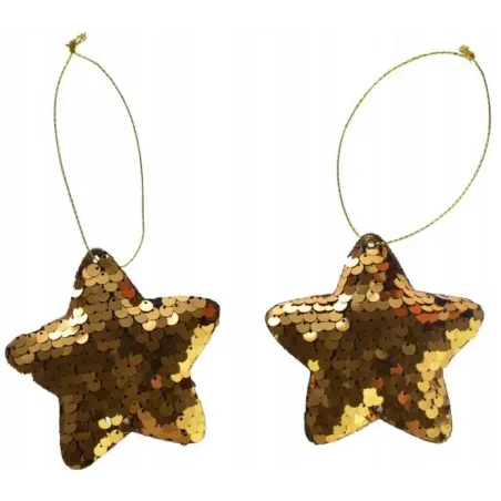 OZDOBA CHOINKOWA CEKINOWE GWIAZDKI ZŁOTE 2 SZT ARPEX