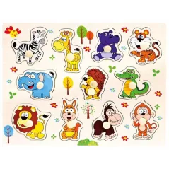 EDUKACYJNE DREWNIANE PUZZLE UKŁADANKA ZWIERZĘTA DLA DZIECI 3+