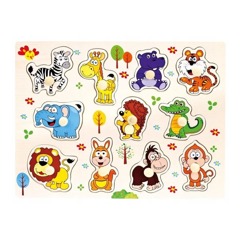 EDUKACYJNE DREWNIANE PUZZLE UKŁADANKA ZWIERZĘTA DLA DZIECI 3+