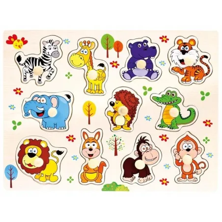 Edukacyjne Drewniane Puzzle Układanka Zwierzęta Dla Dzieci 3+