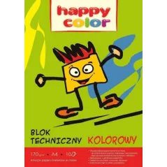 BLOK TECHNICZNY Z KOLOROWYMI KARTKAMI 10 ARKUSZY A4 HAPPY COLOR