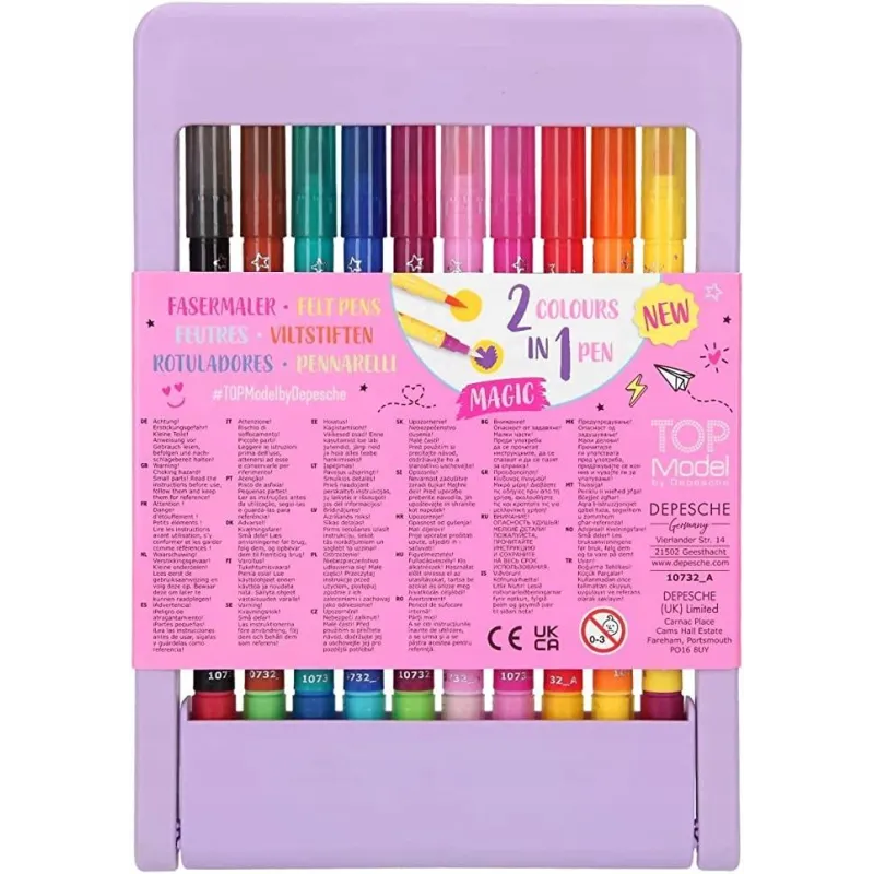 FLAMASTRY MAGICZNE TOP MODEL ZESTAW 10 DWUSTRONNYCH PISAKÓW DEPESCHE
