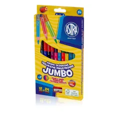 KREDKI OŁÓWKOWE DWUSTRONNE 24 KOLORY Z TEMPERÓWKĄ ASTRA JUMBO