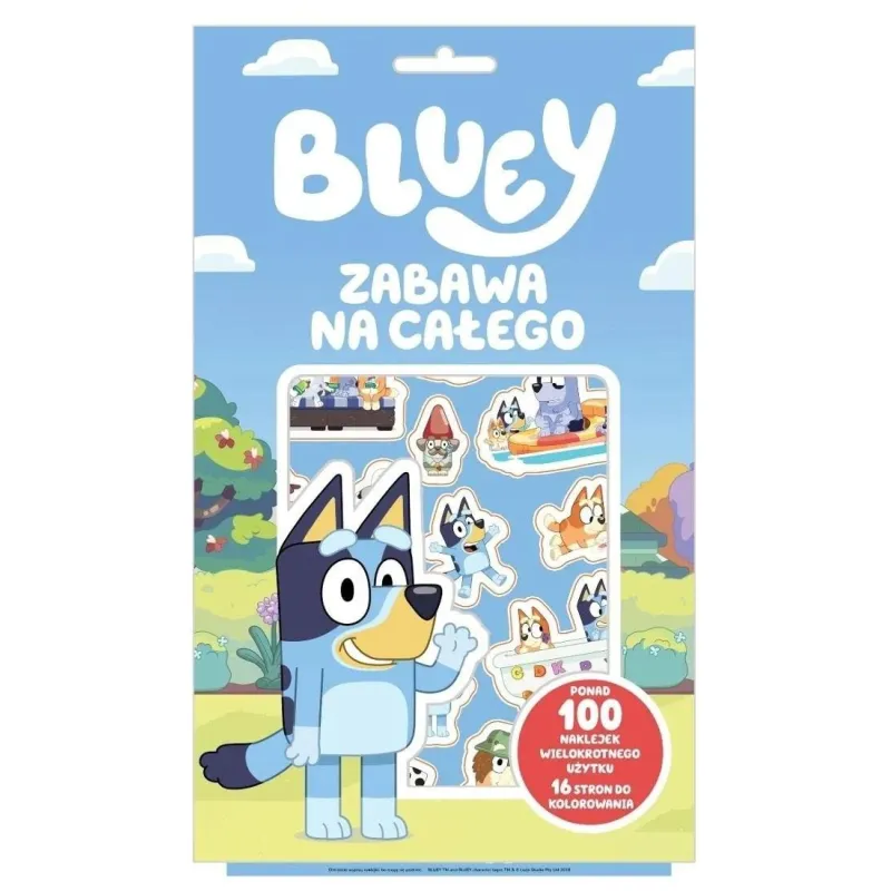 BLUEY. ZABAWA NA CAŁEGO. KOLOROWANKA Z NAKLEJKAMI BLUEY. ZABAWA NA CAŁEGO. KOLOROWANKA Z NAKLEJKAMI