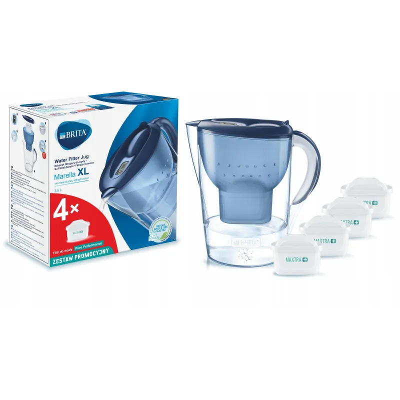 DZBANEK FILTRUJĄCY BRITA MARELLA XL MXPLUS NIEBIESKI + 4 FILTRY - Brita DZBANEK FILTRUJĄCY BRITA MARELLA XL MXPLUS NIEBIESKI + 4 FILTRY - Brita