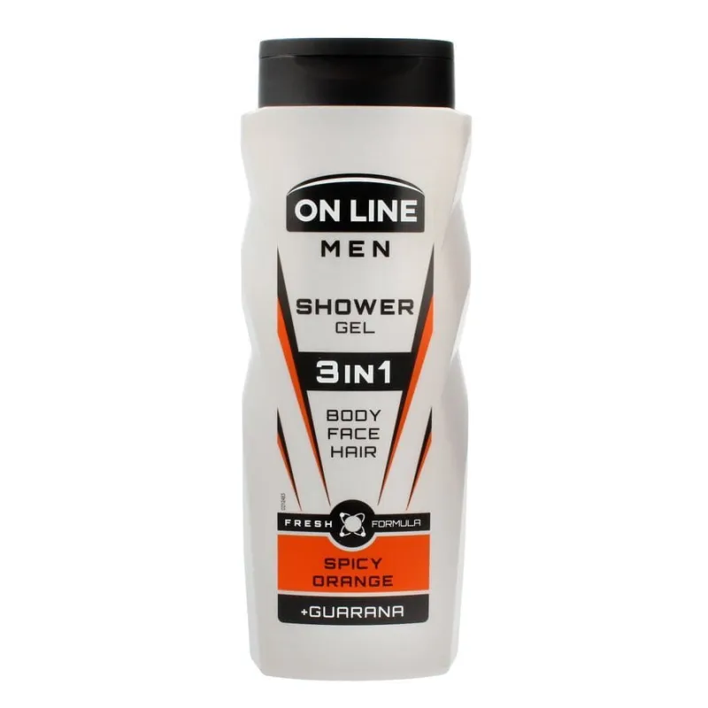 ŻEL POD PRYSZNIC DLA MĘŻCZYZN 3W1 SPICY ORANGE + GUARANA 400ML ON LINE ŻEL POD PRYSZNIC DLA MĘŻCZYZN 3W1 SPICY ORANGE + GUARANA 400ML ON LINE