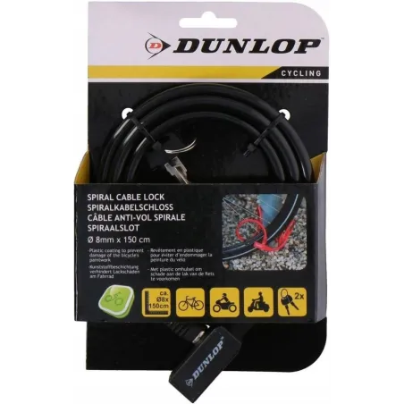 Zabezpieczenie Rowerowe Linka 150 Cm Z Zamkiem Dunlop