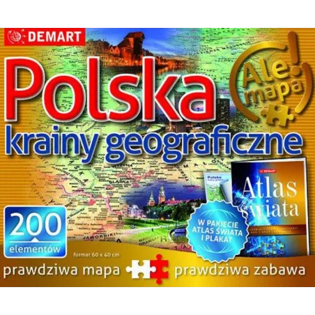 Polska - Krainy Geograficzne. Puzzle 200 Elementów + Atlas I Plakat