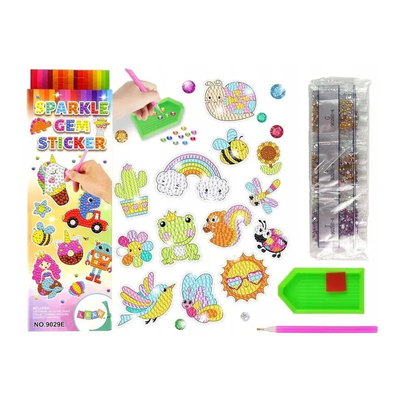 ZESTAW NAKLEJEK HAFT DIAMENTOWY ZWIERZĘTA OGRÓD TĘCZA 3+