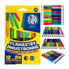 FLAMASTRY DWUSTRONNE 24 KOLORY ASTRA 3+