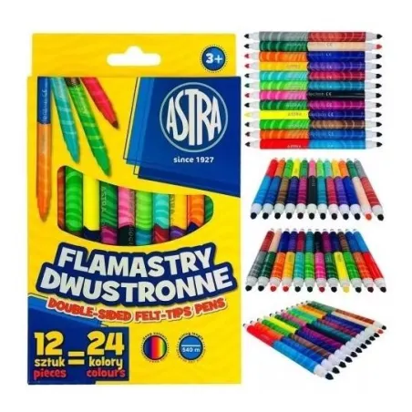 FLAMASTRY DWUSTRONNE 24 KOLORY ASTRA 3+