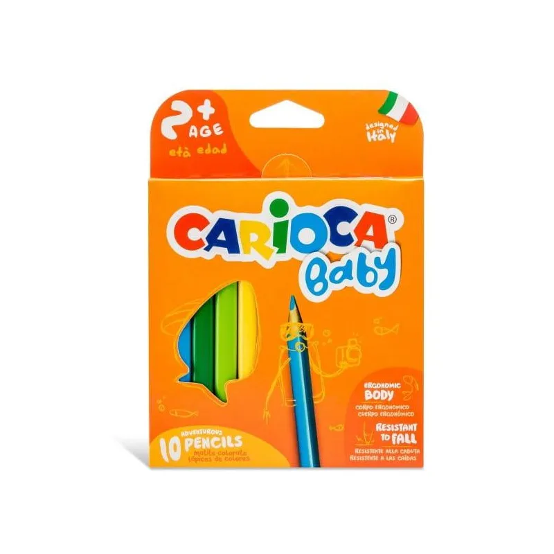 KREDKI OŁÓWKOWE TRÓJKĄTNE BABY 10 KOLORÓW CARIOCA