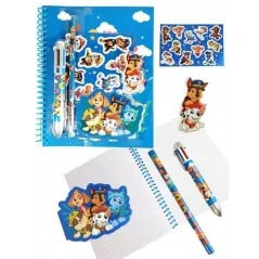 ZESZYT PSI PATROL Z NAKLEJKAMI OŁÓWKIEM DŁUGOPISEM I GUMKĄ 3+