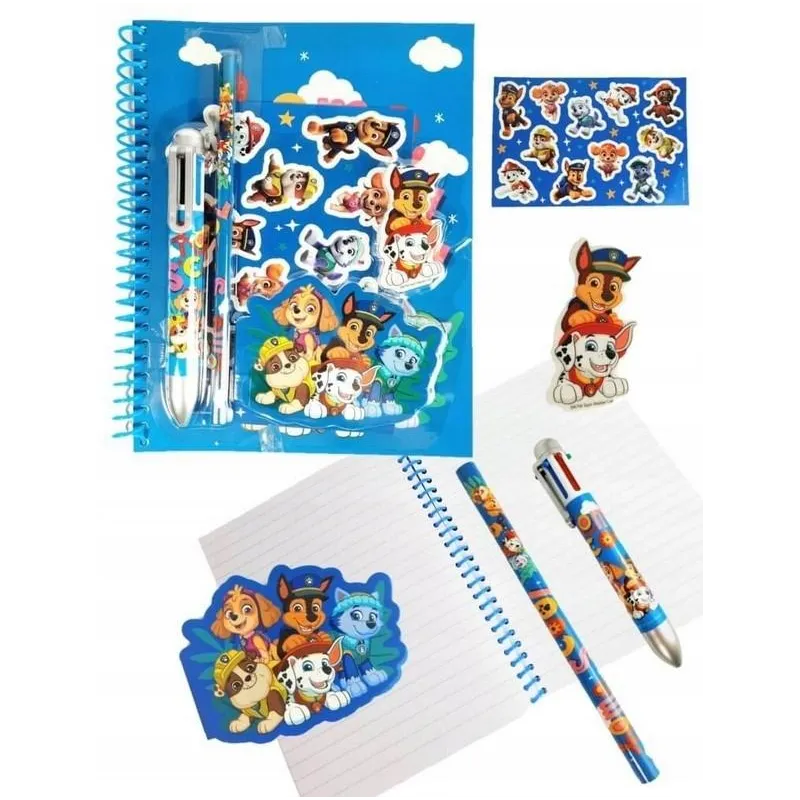 ZESZYT PSI PATROL Z NAKLEJKAMI OŁÓWKIEM DŁUGOPISEM I GUMKĄ 3+