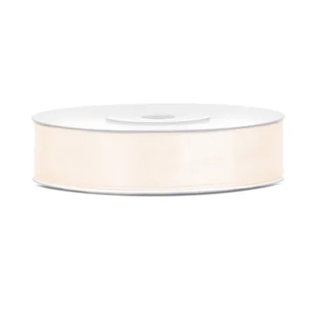 TASIEMKA SATYNOWA JASNOKREMOWA 12 MM X 25 M DO DEKORACJI