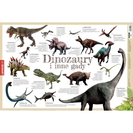 EDUKACYJNA PODKŁADKA NA BIURKO DINOZAURY I PREHISTORYCZNE GADY 56 X 36.5 CM