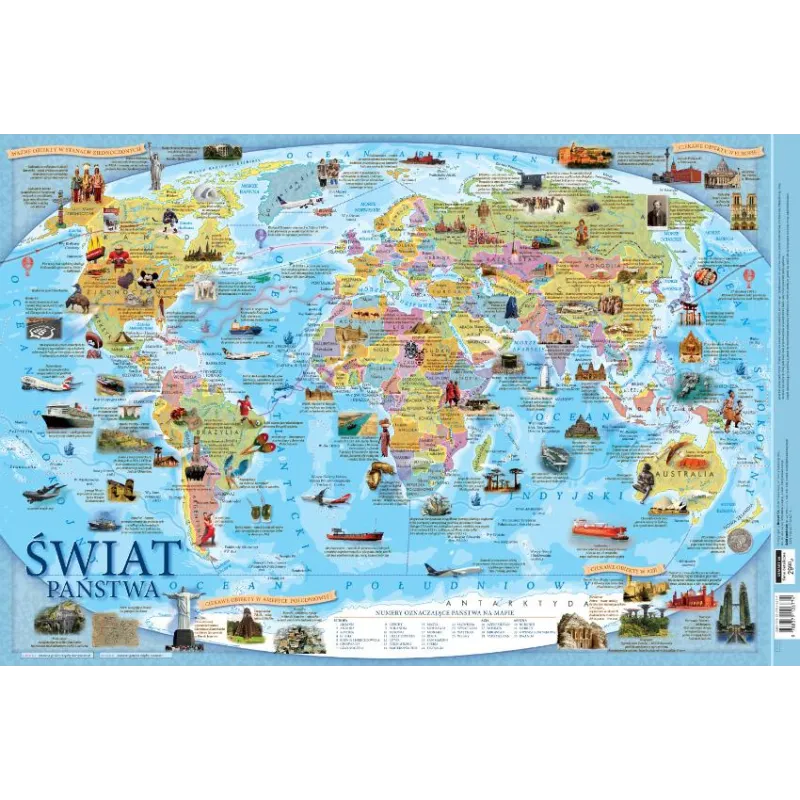 EDUKACYJNA PODKŁADKA NA BIURKO MAPA PAŃSTW ŚWIATA DLA DZIECI 55 X 36.7 CM