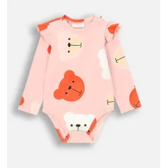 Body Dziewczęce Z Długim Rękawem Z Misiami I Falbankami 68Cm Coccodrillo