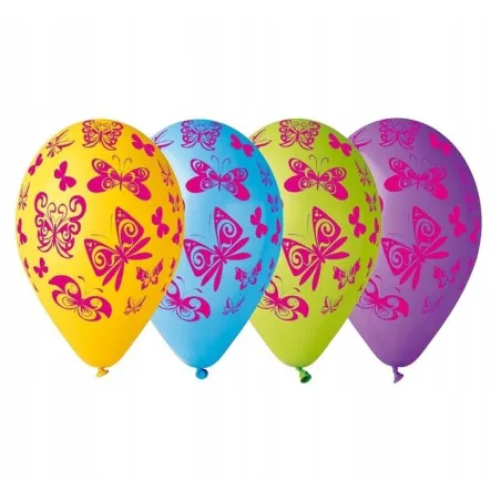 Balony Lateksowe Motyle Motylki Wiosenne Party 30 Cm 5 Sztuk