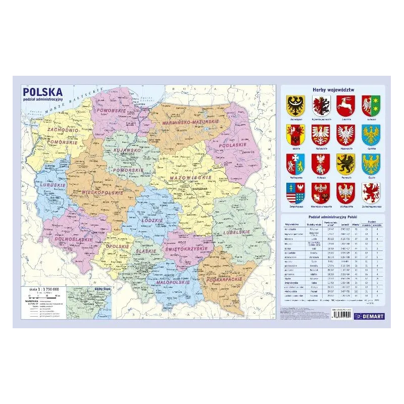 POLSKA PODZIAŁ ADMINISTRACYJNY PODKŁADKA NA BIURKO - Demart