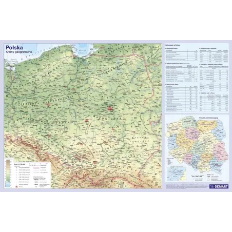 POLSKA KRAINY GEOGRAFICZNE PODKŁADKA NA BIURKO - Demart