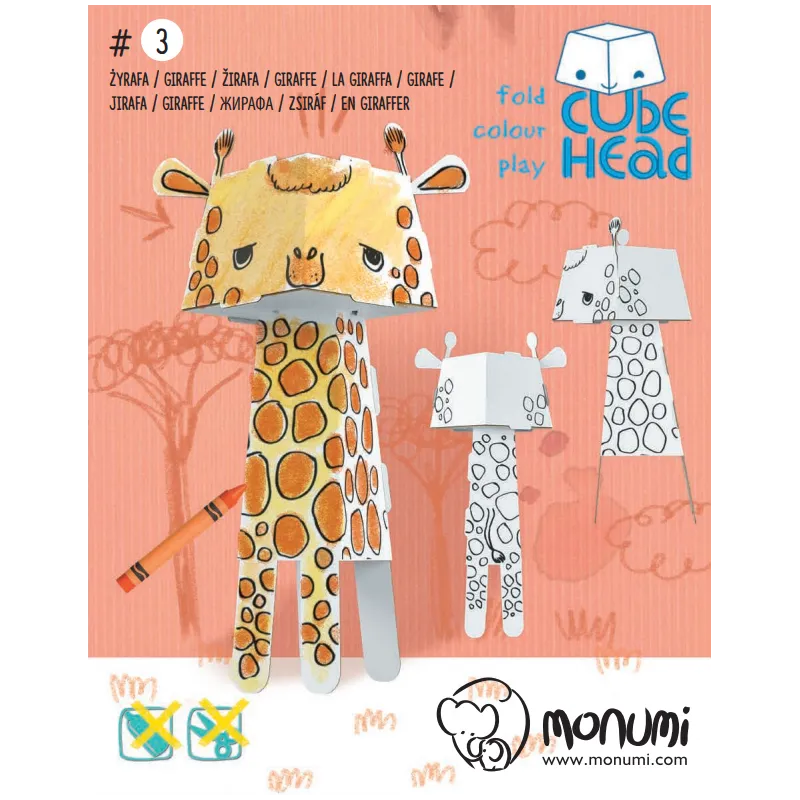 ŻYRAFA CUBE HEAD ZŁÓŻ I POKOLORUJ 5+