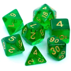 KOMPLET KOŚCI RPG KRYSZTAŁOWE CIEMNOZIELONE REBEL