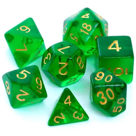 Komplet Kości Rpg Kryształowe Ciemnozielone Rebel