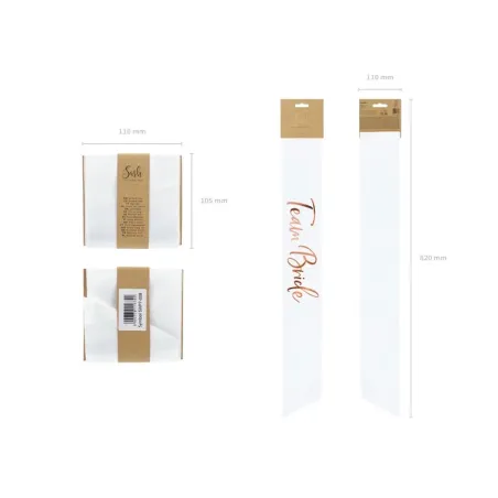 Biała Szarfa Satynowa Team Bride 75 Cm Na Imprezę Panieńską