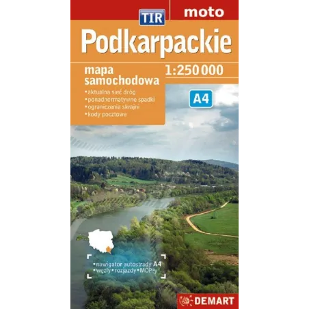 Podkarpackie A4 Mapa Samochodowa 1 : 250 000