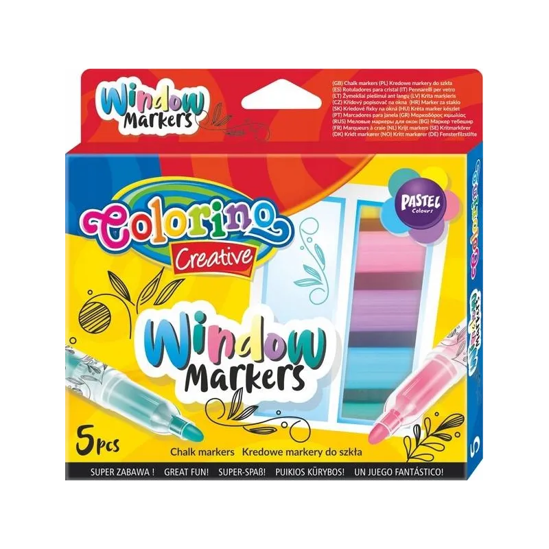 MARKER DO SZKŁA 5 KOLORÓW  ZABAWA I KREATYWNOŚĆ DLA DZIECI COLORINO
