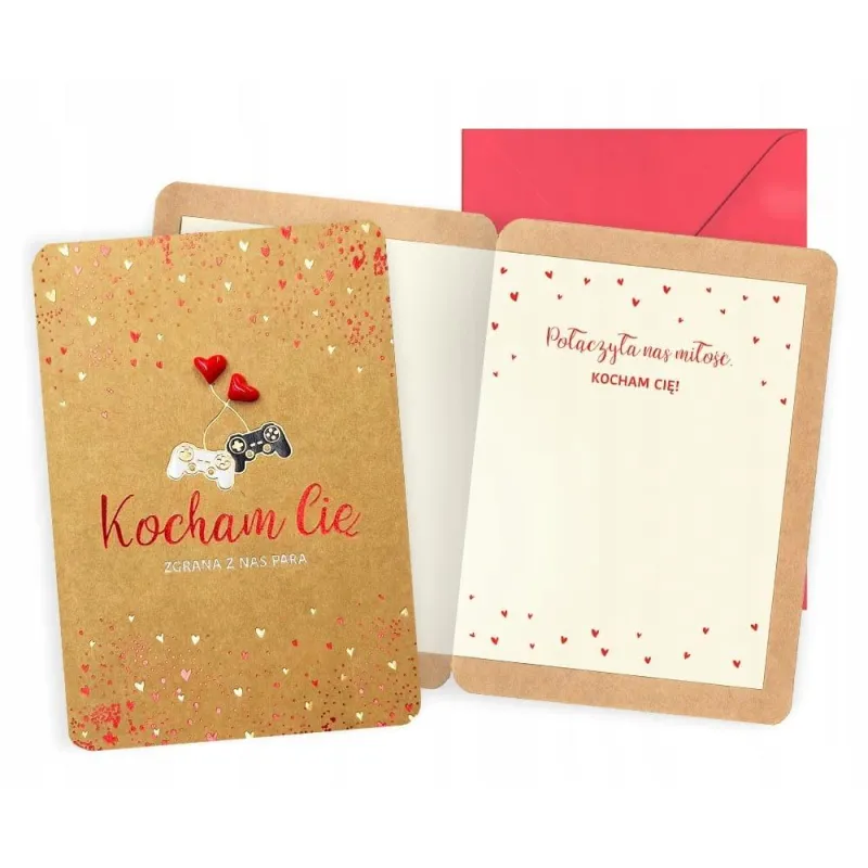 KARTKA WALENTYNKOWA GAMEPAD KOCHAM CIĘ ZGRANA PARA