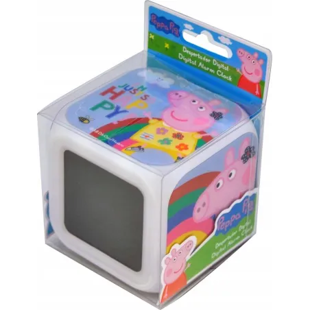 ZEGAR BUDZIK KOSTKA LED ŚWINKA PEPPA 7 KOLORÓW