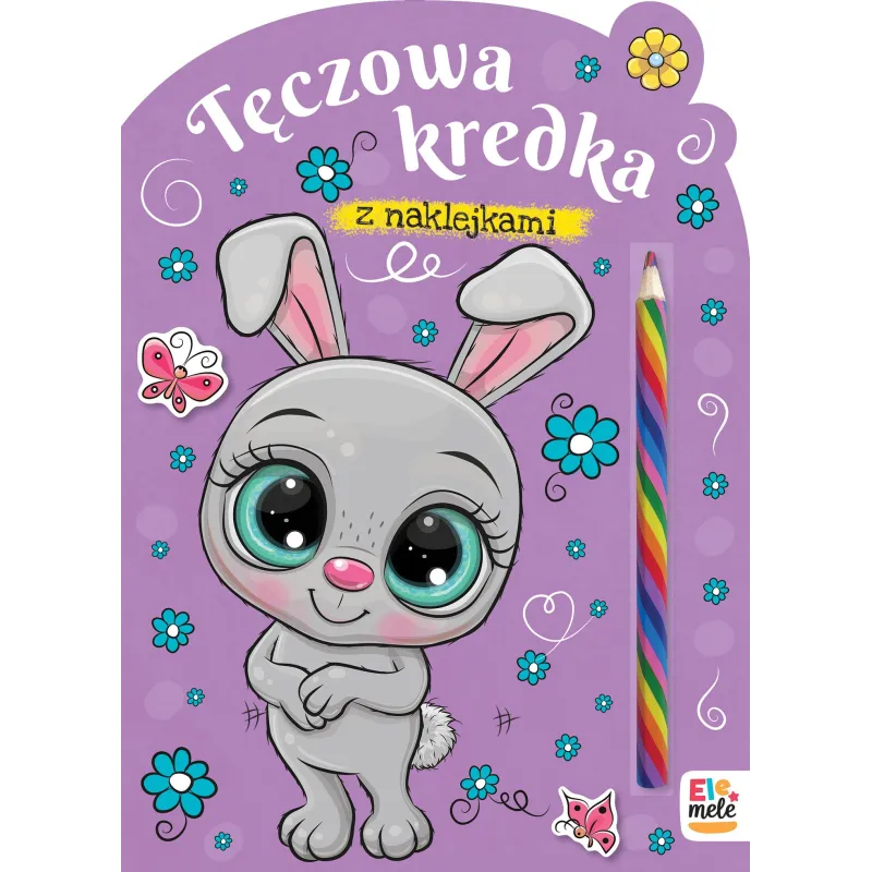 KRÓLIK. TĘCZOWA KREDKA. KOLOROWANKA Z NAKLEJKAMI