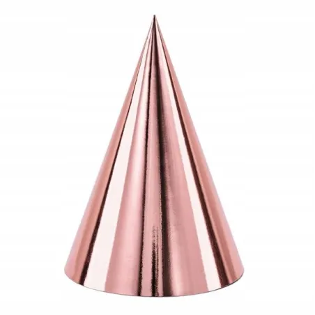 CZAPECZKI URODZINOWE ROSE GOLD RÓŻOWE ZŁOTO 6 SZTUK PARTYDECO