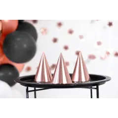 Czapeczki Urodzinowe Rose Gold Różowe Złoto 6 Sztuk Partydeco