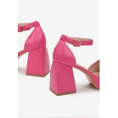 FUKSJOWE SANDAŁY NA TRAPEZOWYM SŁUPKU ROZMIAR 38