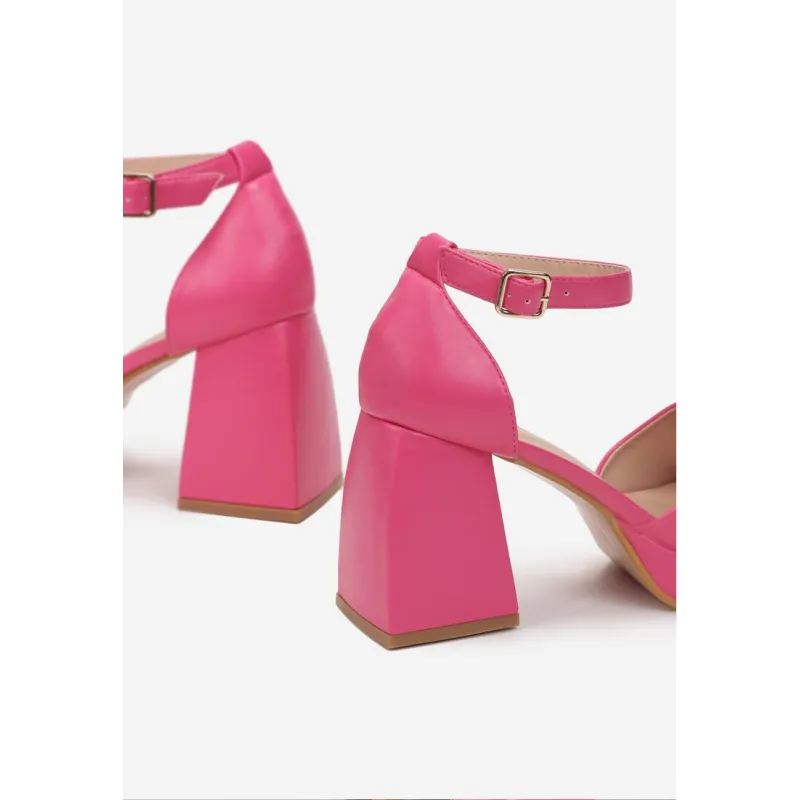 FUKSJOWE SANDAŁY NA TRAPEZOWYM SŁUPKU ROZMIAR 38