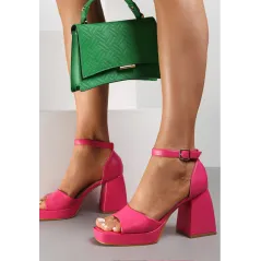 FUKSJOWE SANDAŁY NA TRAPEZOWYM SŁUPKU ROZMIAR 38