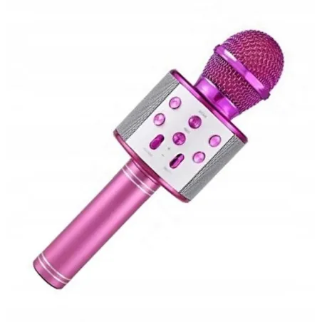 RÓŻOWY MIKROFON ZABAWKOWY Z GŁOŚNIKIEM BLUETOOTH I FUNKCJĄ KARAOKE