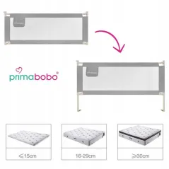 BARIERKA DO ŁÓŻKA DLA DZIECI 160 CM SZARA WYSOKA PRIMABOBO CLASSIC