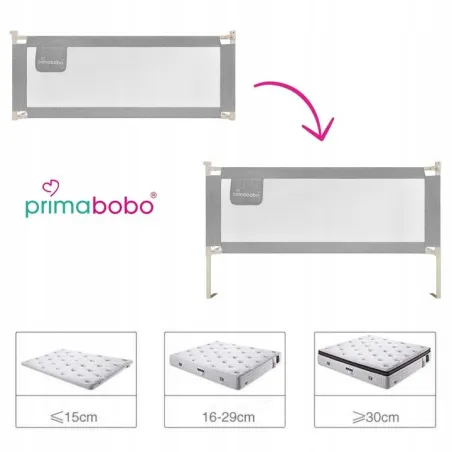 Barierka Do Łóżka Dla Dzieci 160 Cm Szara Wysoka Primabobo Classic
